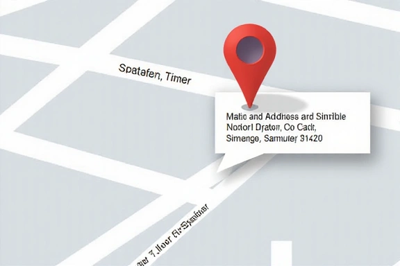 Isang mapa na may marker sa isang lokasyon, sumisimbolo sa address ng pagpapadala.