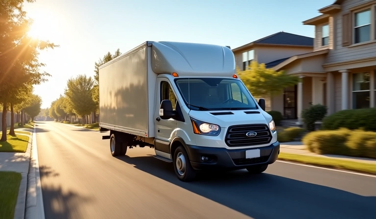 Delivery truck delivering packages
