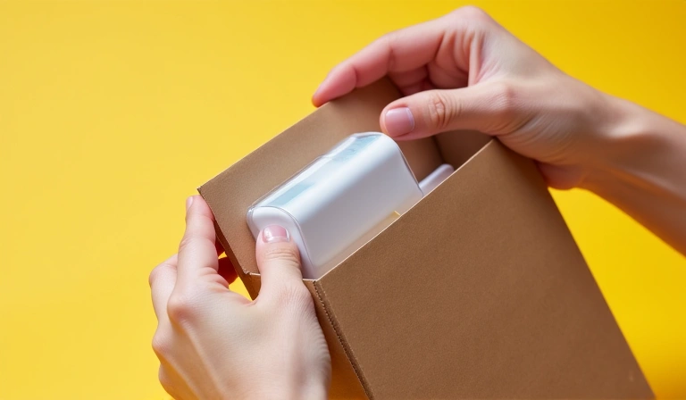 Person inspecting a returned package