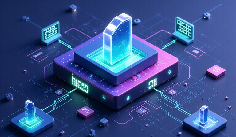 Data security infrastructure with multiple layers of protection, firewalls, and encryption symbols.